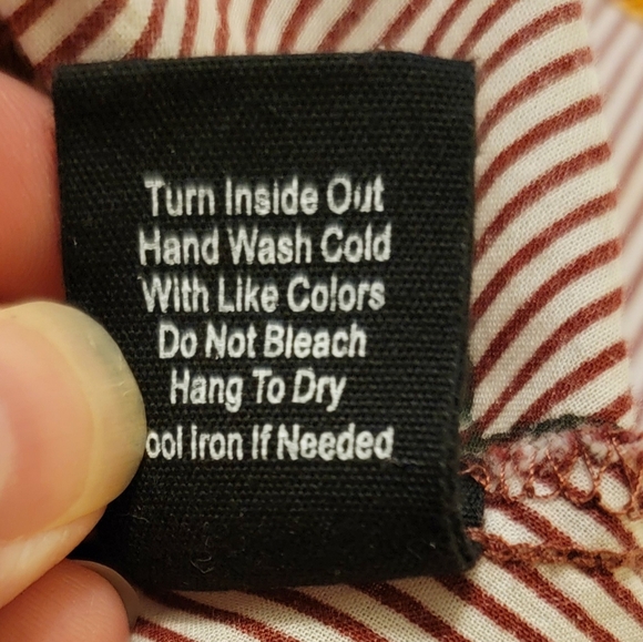 Sweet Wanderer flutter sleeve front wrap  burgundy pinstripe floral blouse - Picture 4 of 10